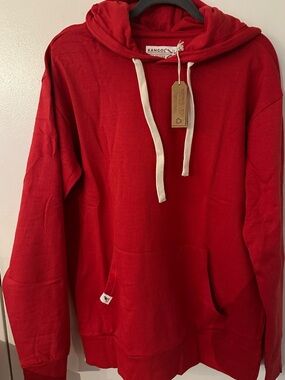 Kangol Men’s Red Hoodie Sweatshirt with Contrast Drawstrings Womens or Men’s